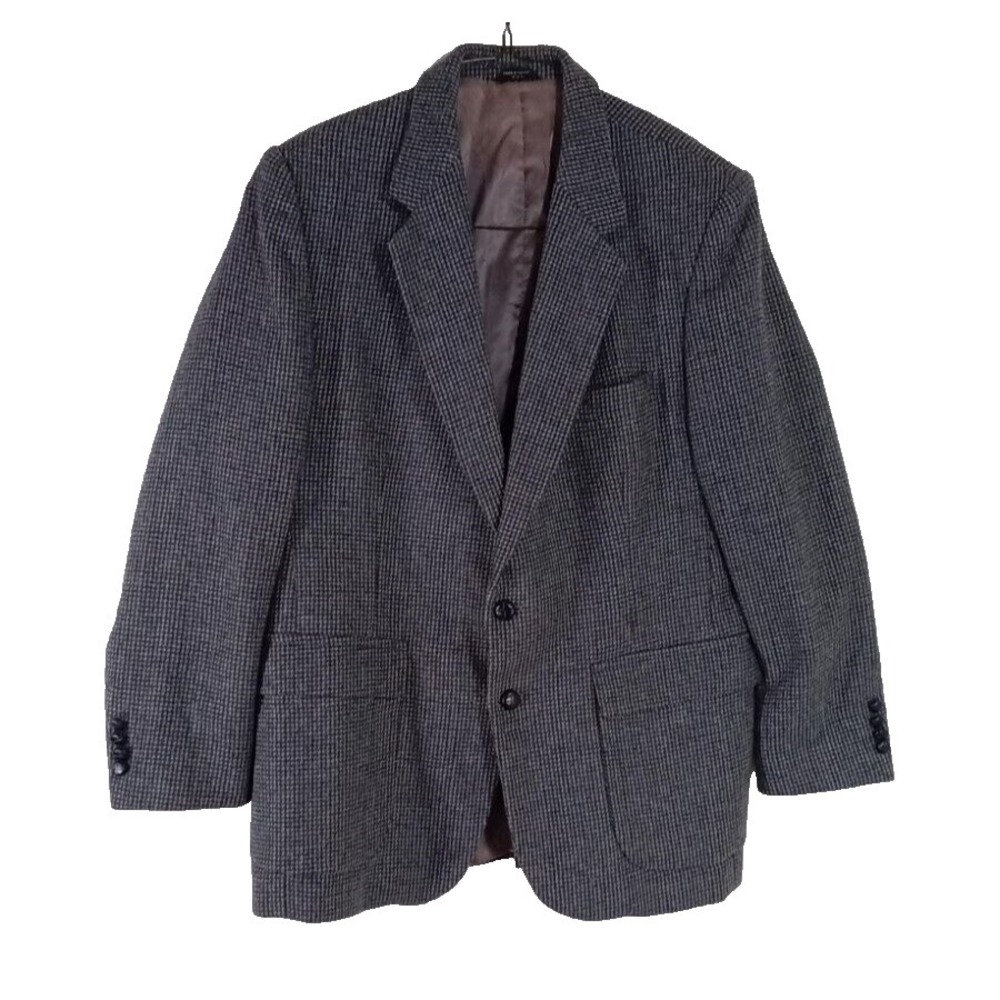 Joe Namath Sport Jacket Signature Collection Blue Brown Tweed 46R Vintage Coat